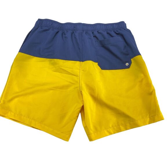 Speedo Swim Trunks Shorts Mens 2XL Blue Yellow Colorblock Elastic Waist Swimwear - Picture 11 of 16